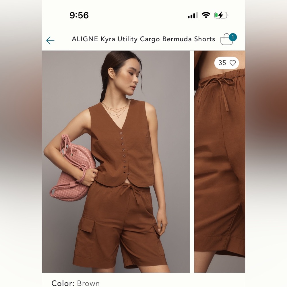 NWT Align Kyra Brown Utility Cargo Bermuda Shorts.  Size 10 Anthropologie